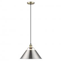  3306-L AB-PW - Orwell AB Large Pendant - 14" in Aged Brass with Pewter shade